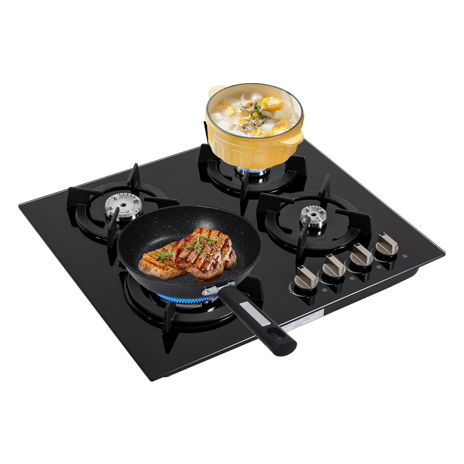 Outdoor Gas Stove - 4-Burner Outdoor Gas Stove Built-in NG/LPG