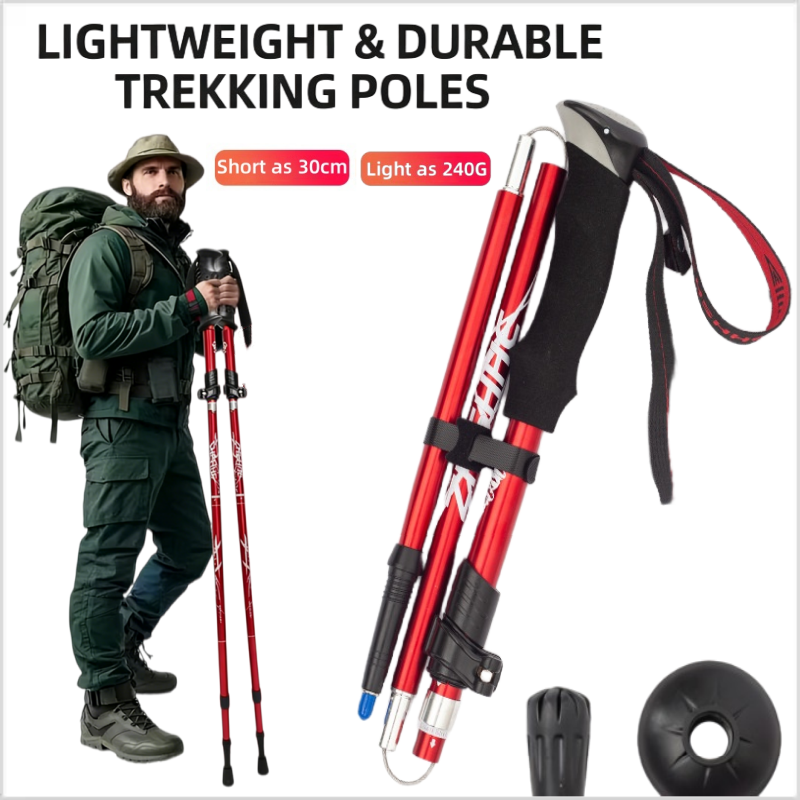 Outdoor Camping Glamping Share - Ultra-light and foldable telescopic hiking stick