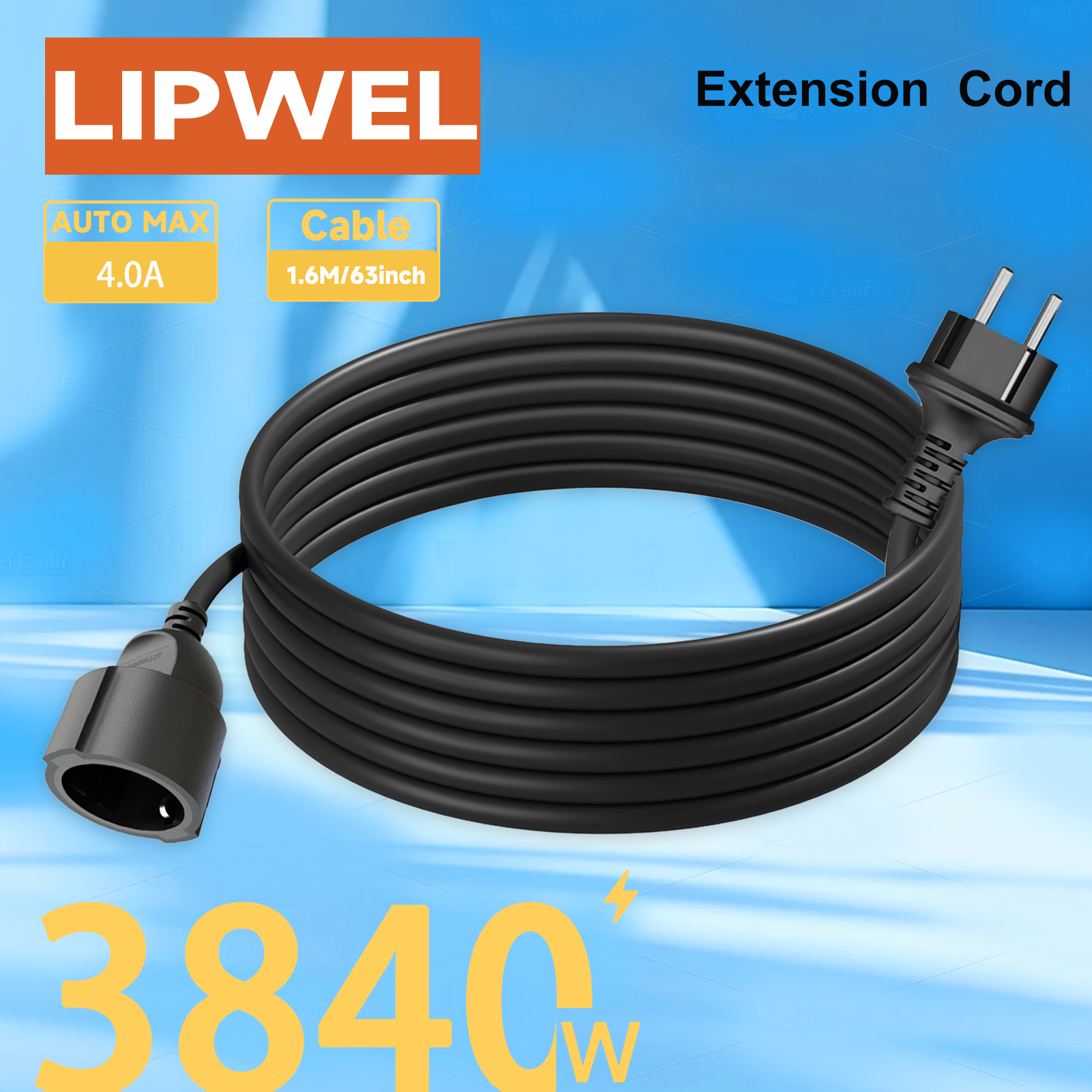 Outdoor Camping Extension Cord - LIPWEL European Extension Cord, 1/1.8/3/5/7/10m Flame-Retardant