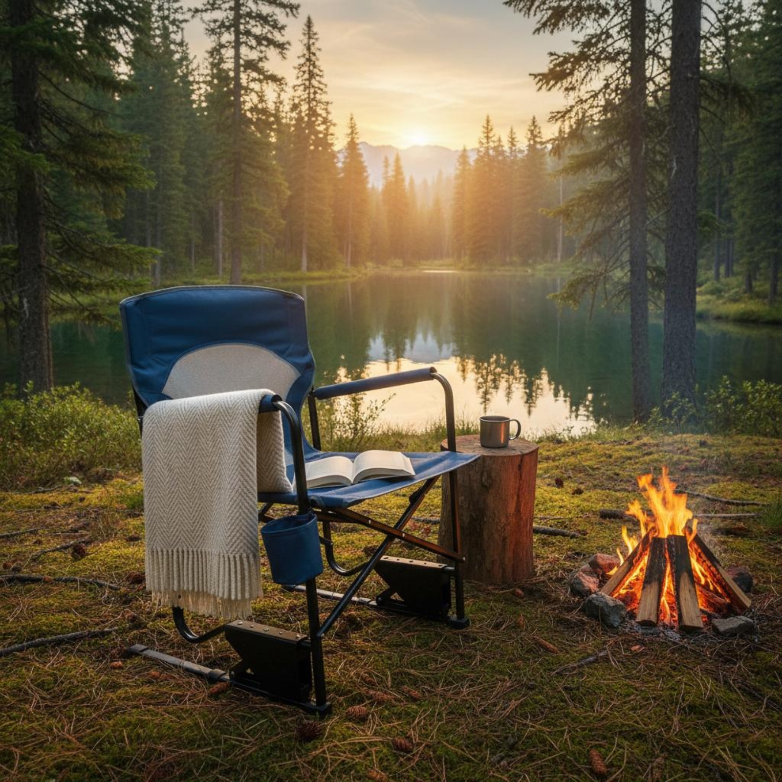 Outdoor Camping High Chair - 4 Pieces Oversized Tall Director Chair