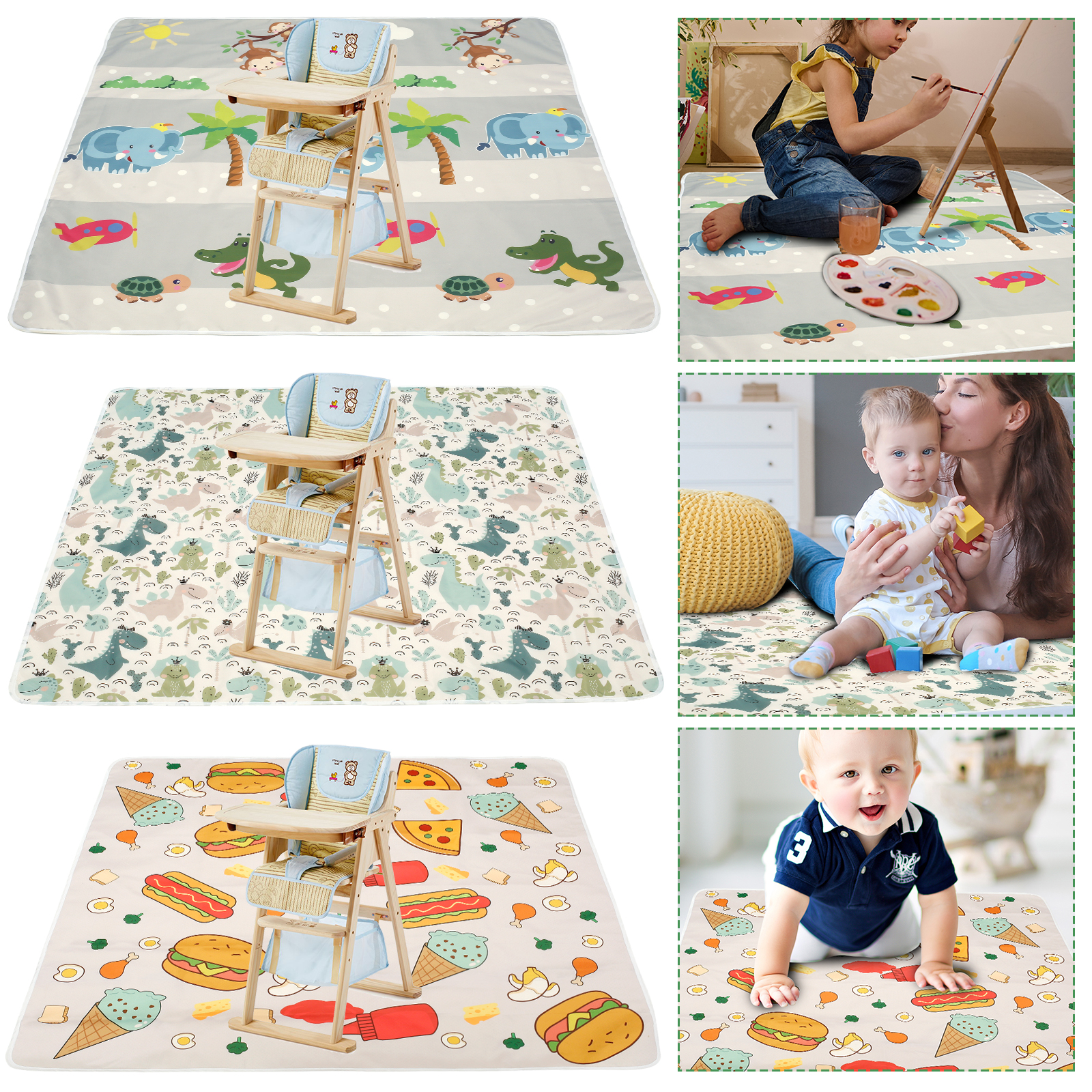 Outdoor Camping High Chair - Baby Splat Mat for Under High