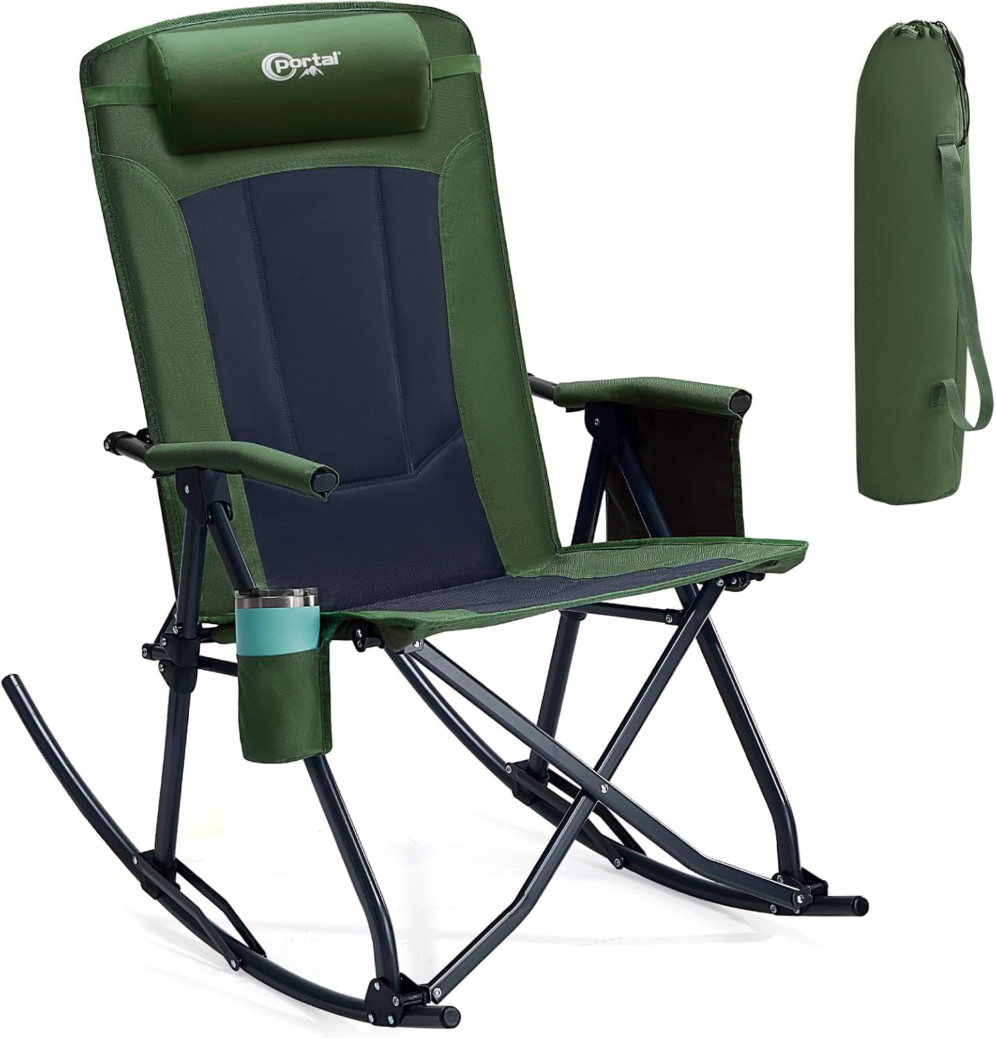 Outdoor Camping High Chair - Oversized Folding Rocking Camping Chair, Portable