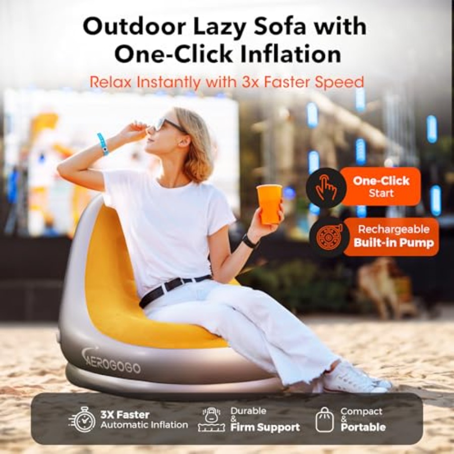 Inflatable Chair with Built-in - Outdoor Camping High Chair 评论和价格