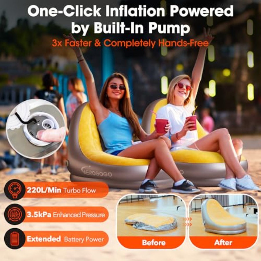 Inflatable Chair with Built-in - Outdoor Camping High Chair 评论和价格