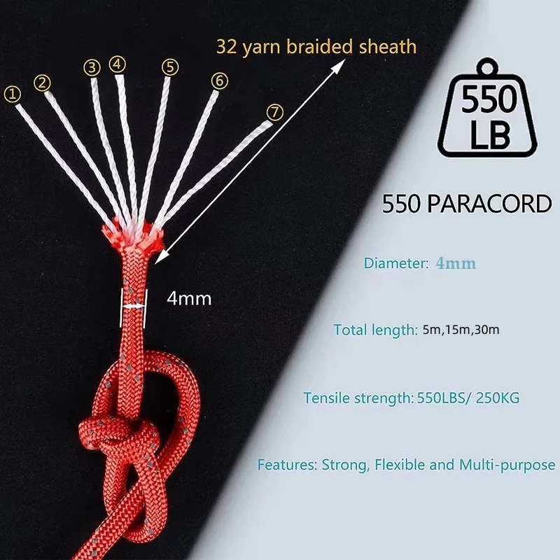 Reflective Paracord 550 Milita - Outdoor Camping Extension Cord 评论和价格