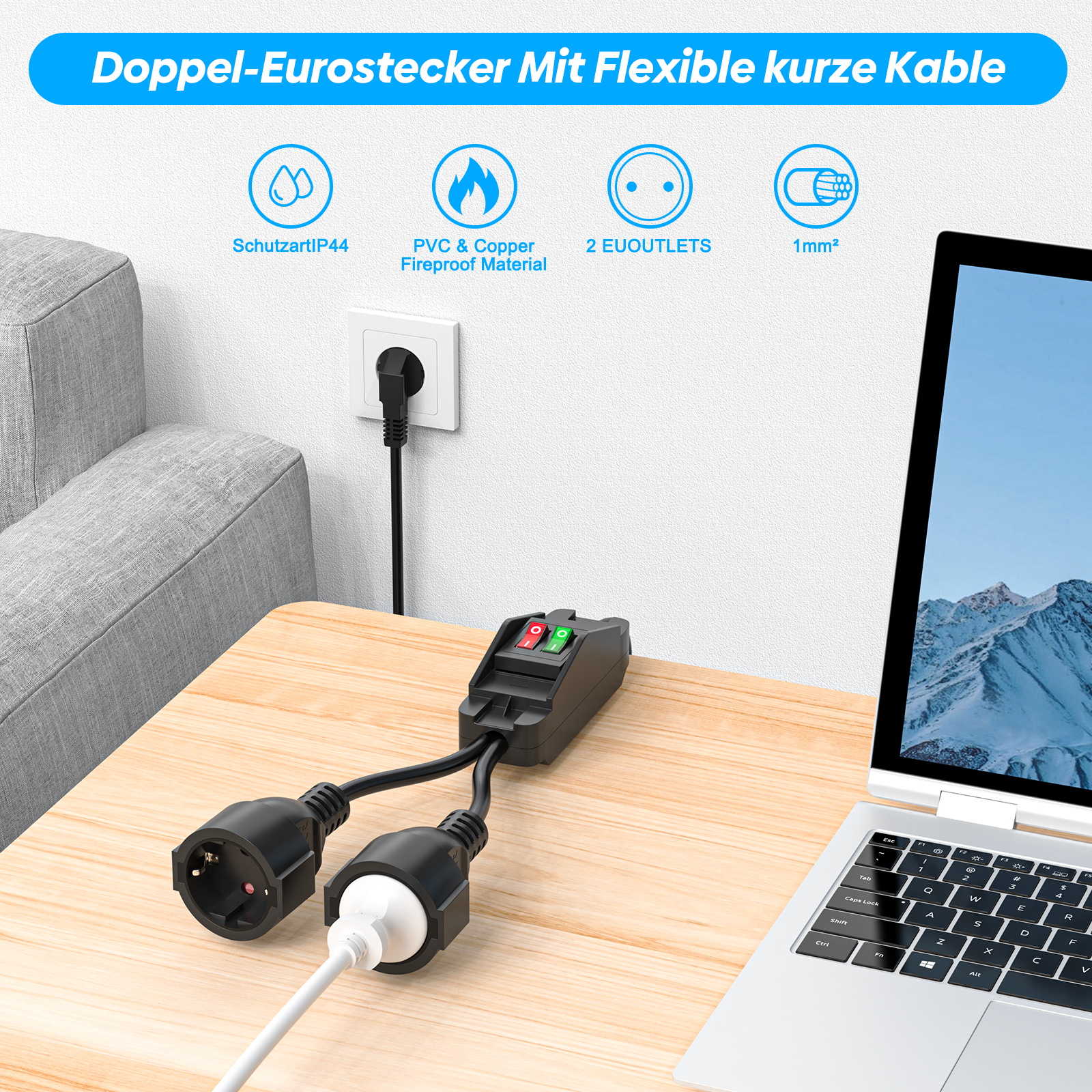 Eu plug 40cm/2m extension cord - Outdoor Camping Extension Cord 评论和价格