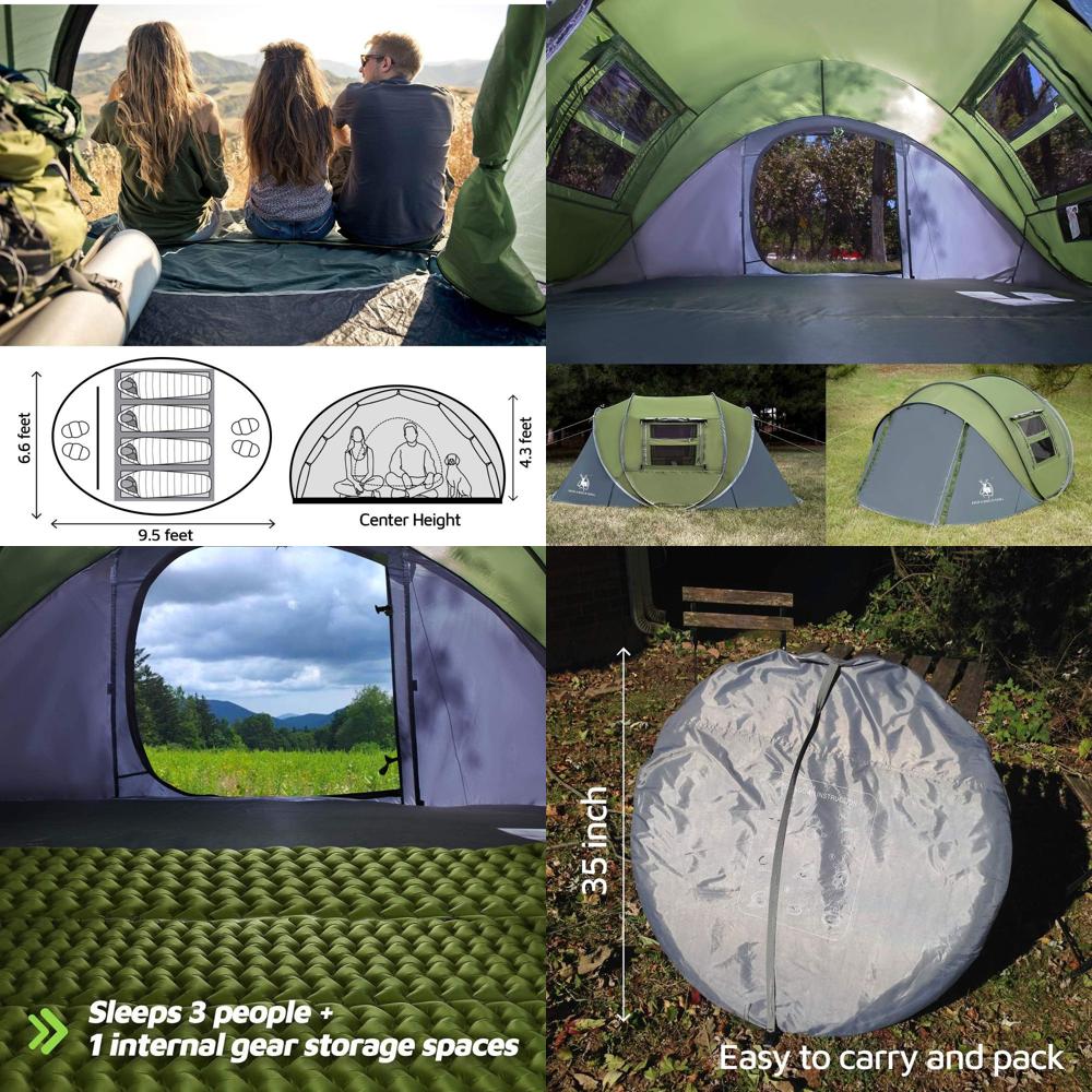 4-Person Automatic Setup Tent, - Camping Tent 评论和价格