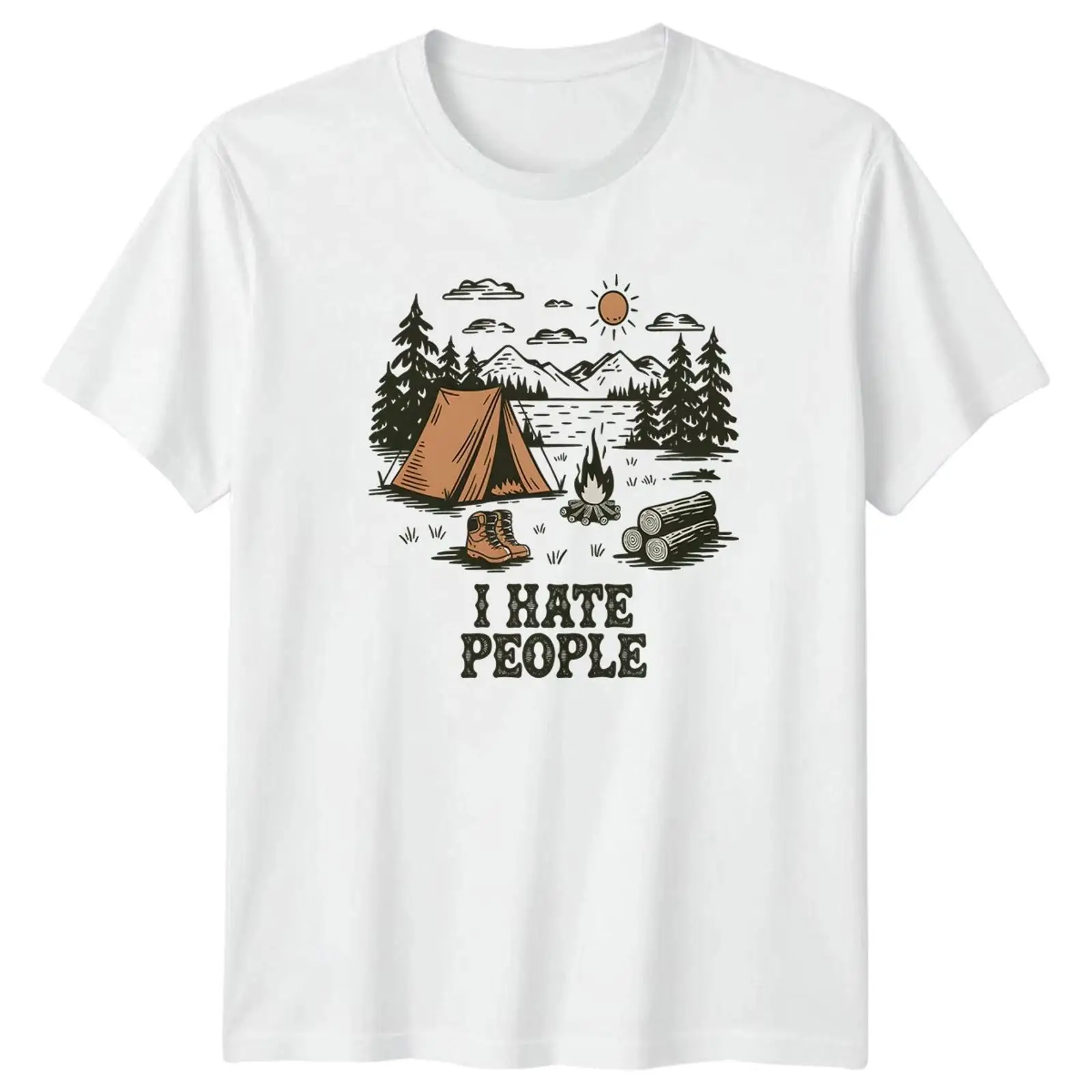 I Hate People T Shirt Camping  - Outdoor Und Camping 评论和价格