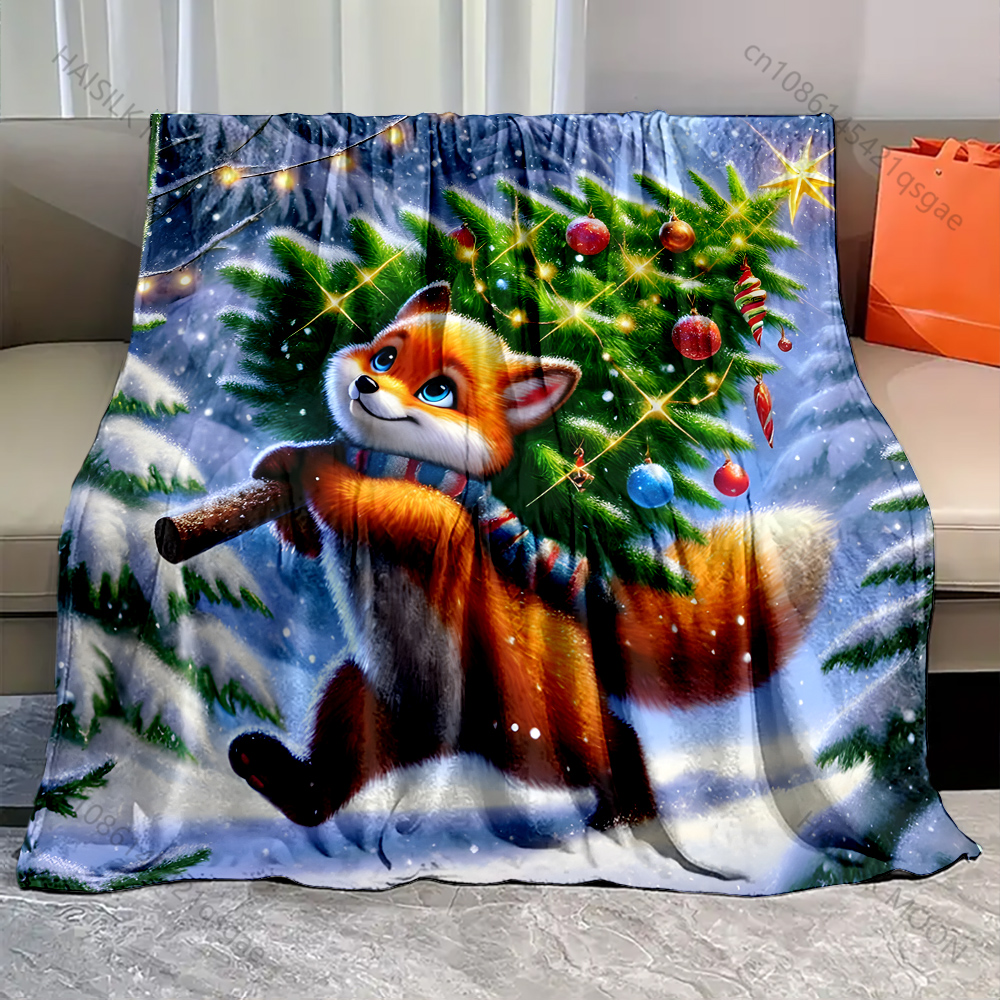 Festive fox with Christmas tre - Outdoor Camping Heated Blanket 评论和价格