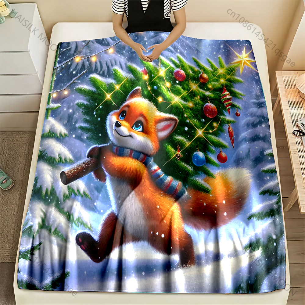 Festive fox with Christmas tre - Outdoor Camping Heated Blanket 评论和价格