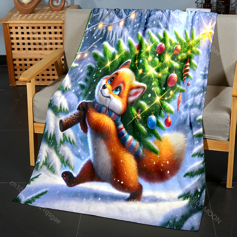 Festive fox with Christmas tre - Outdoor Camping Heated Blanket 评论和价格