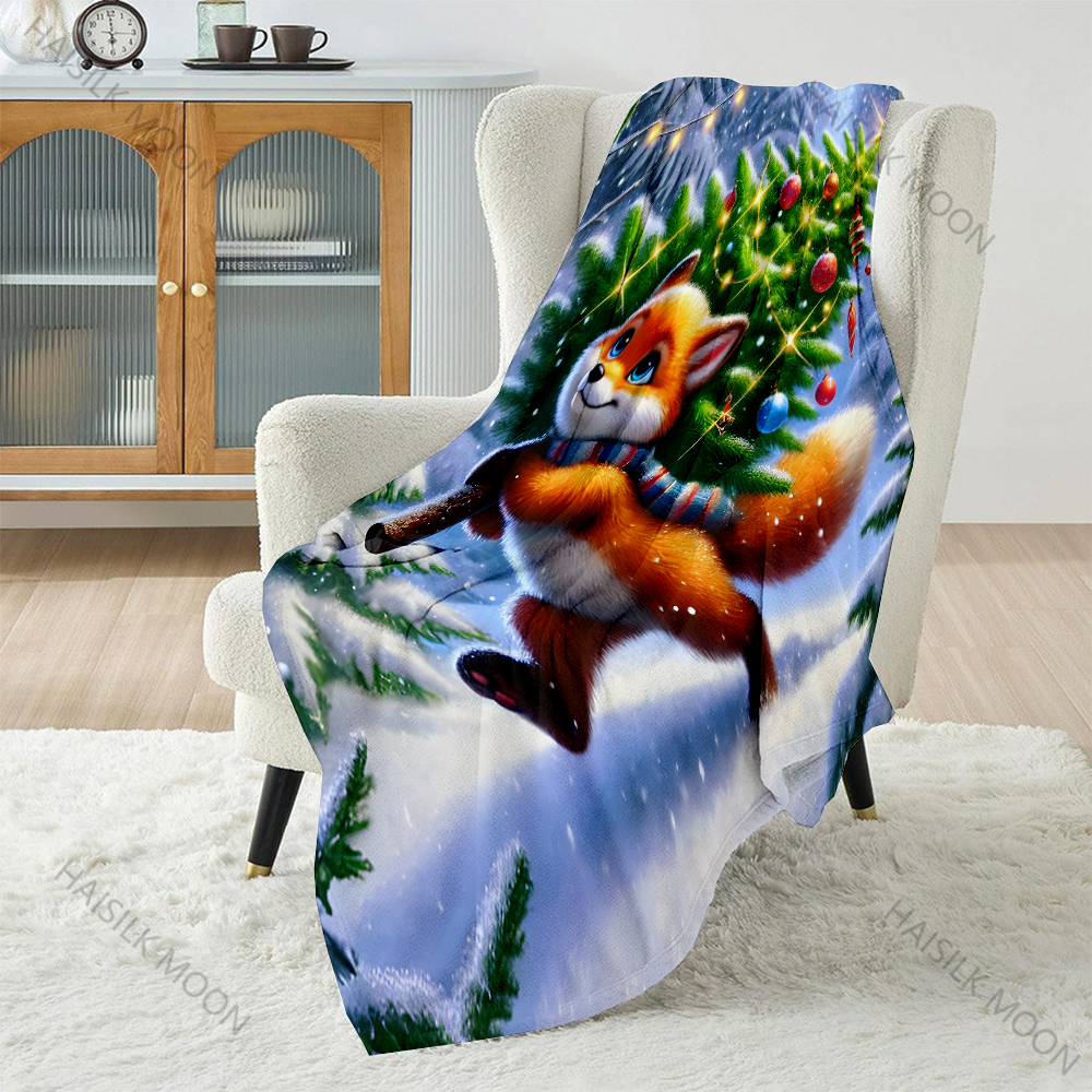 Festive fox with Christmas tre - Outdoor Camping Heated Blanket 评论和价格