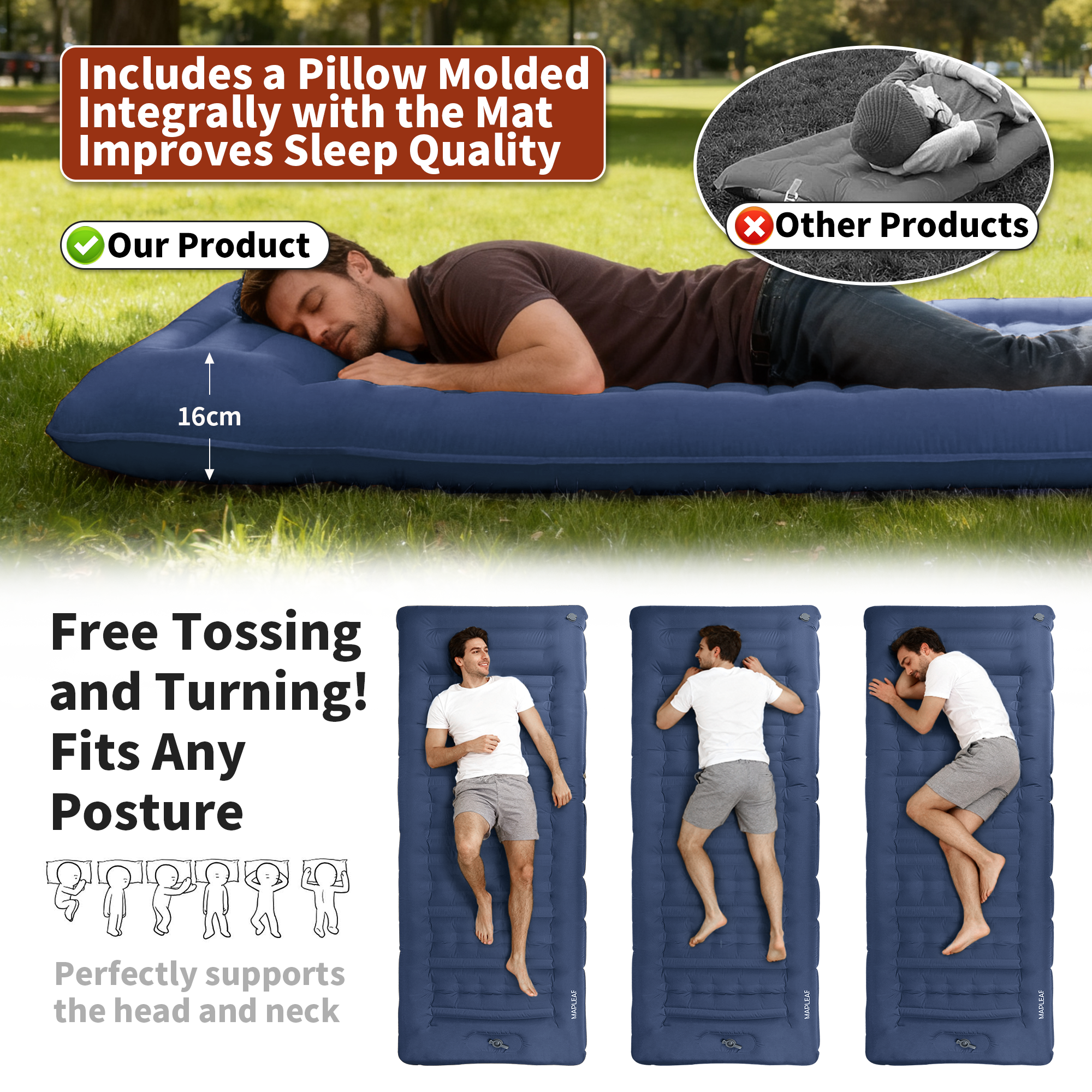 MAPLEAF 12cm Air Mattress Camp - Outdoor Camping Carpet 评论和价格