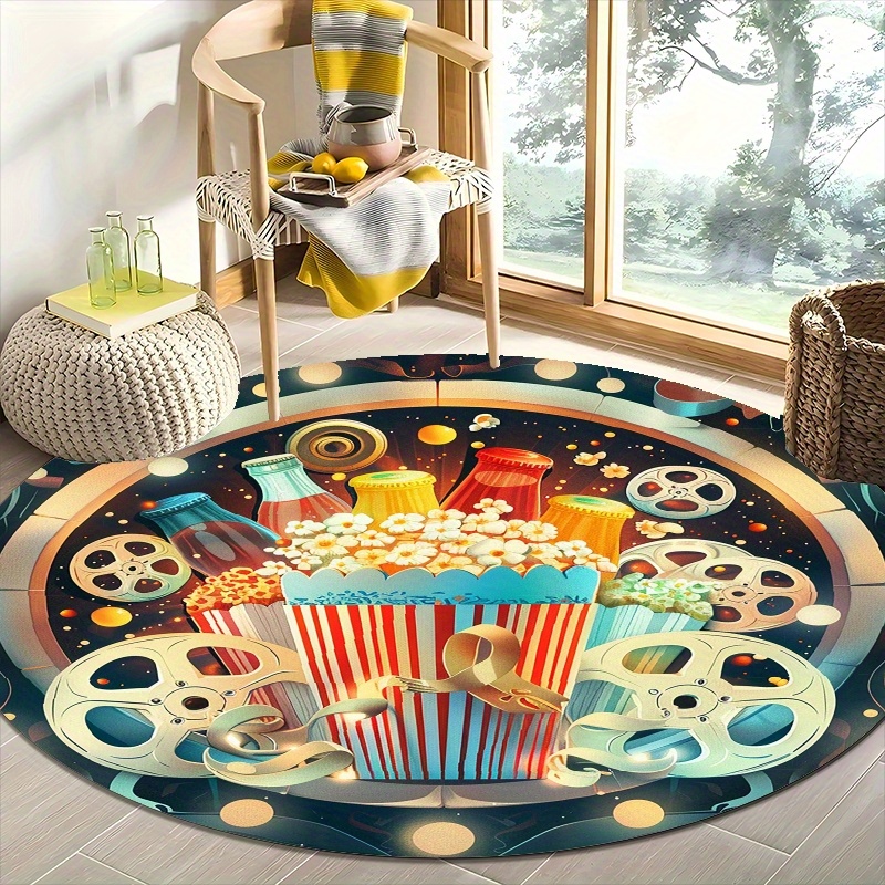 Round Movie Night Area Rug, Re - Outdoor Camping Movies 评论和价格