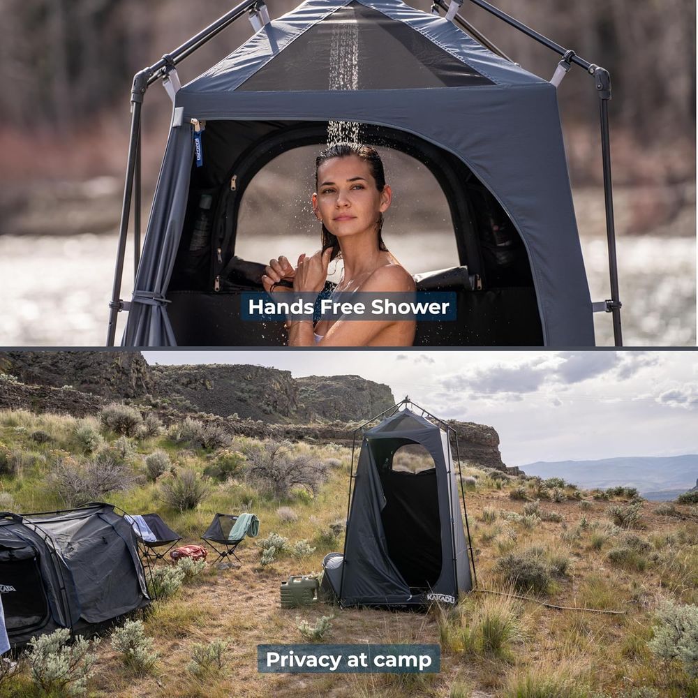 Portable Outdoor Shower Tent w - Outdoor Camping Toilet 评论和价格